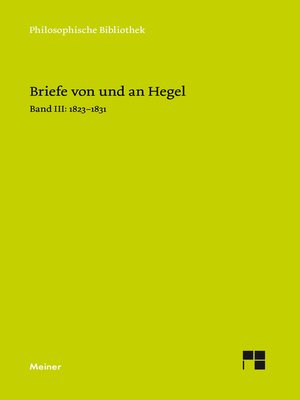 cover image of Briefe von und an Hegel. Band 3